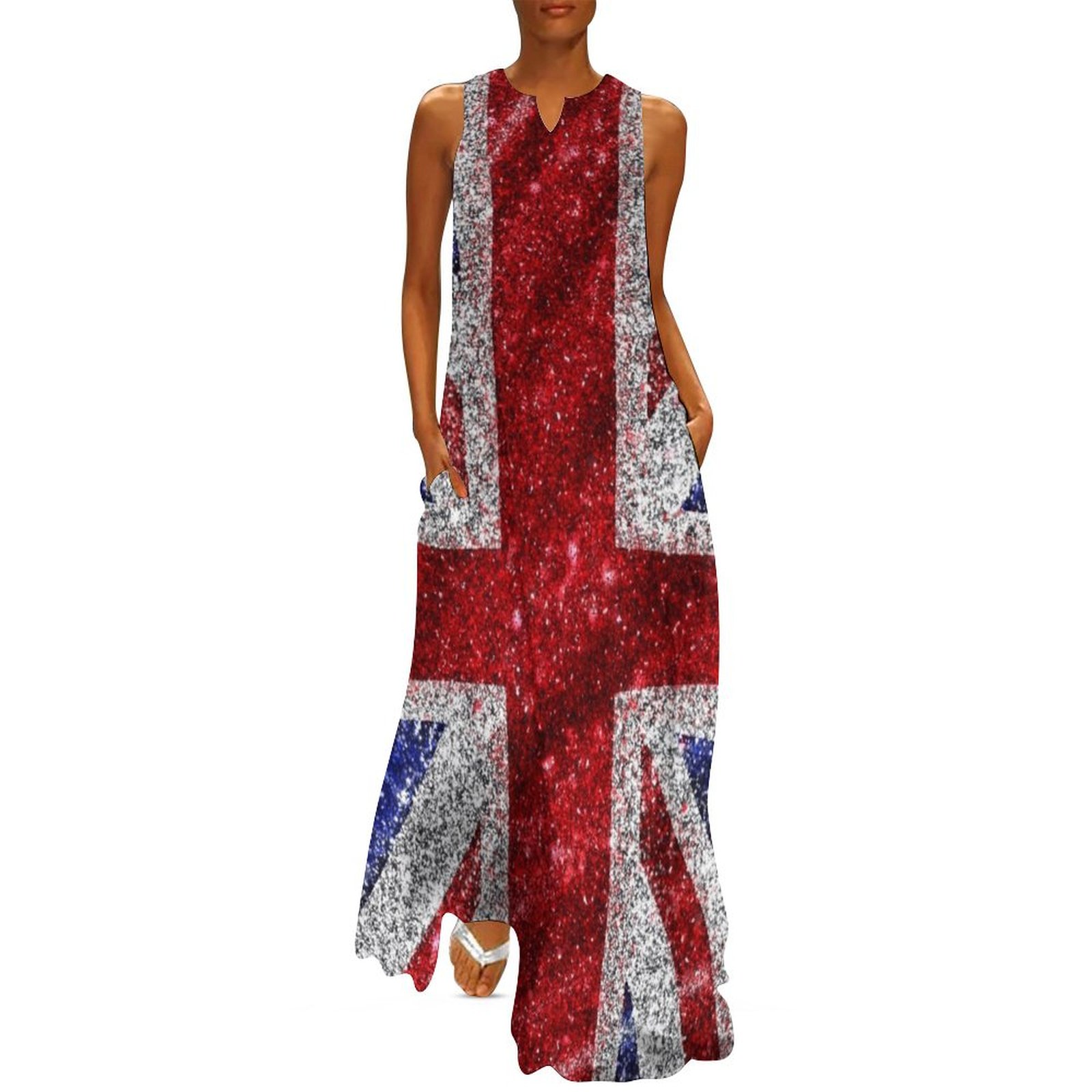 Womens Summer Clothing Uk - Faux Glitter Union Jack Flag UK