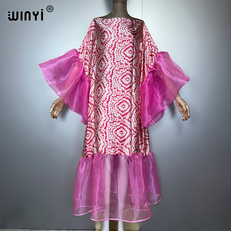 Summer Evenings Clothing - WINYI summer print puff(ed) sleeve evening