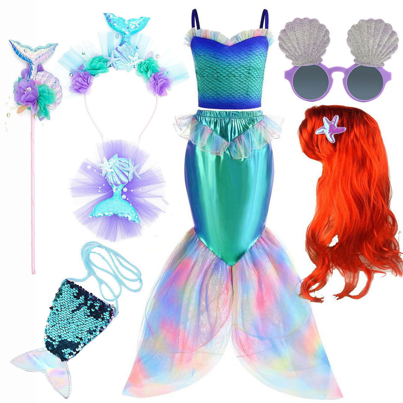 Summer Kids Clothing - Disney Mermaid Dress Up Costume Girl