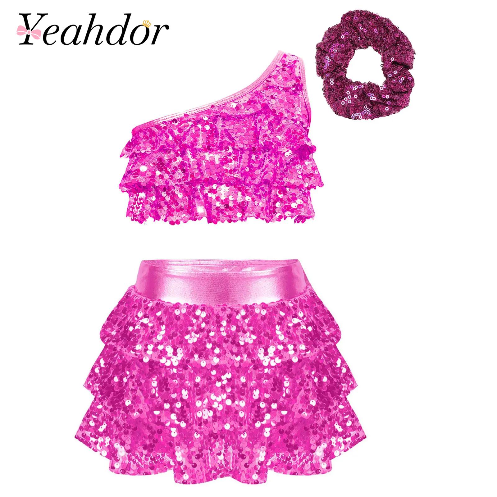 Summer Kids Clothing - Kids Girls Shiny Sequins Latin Jazz