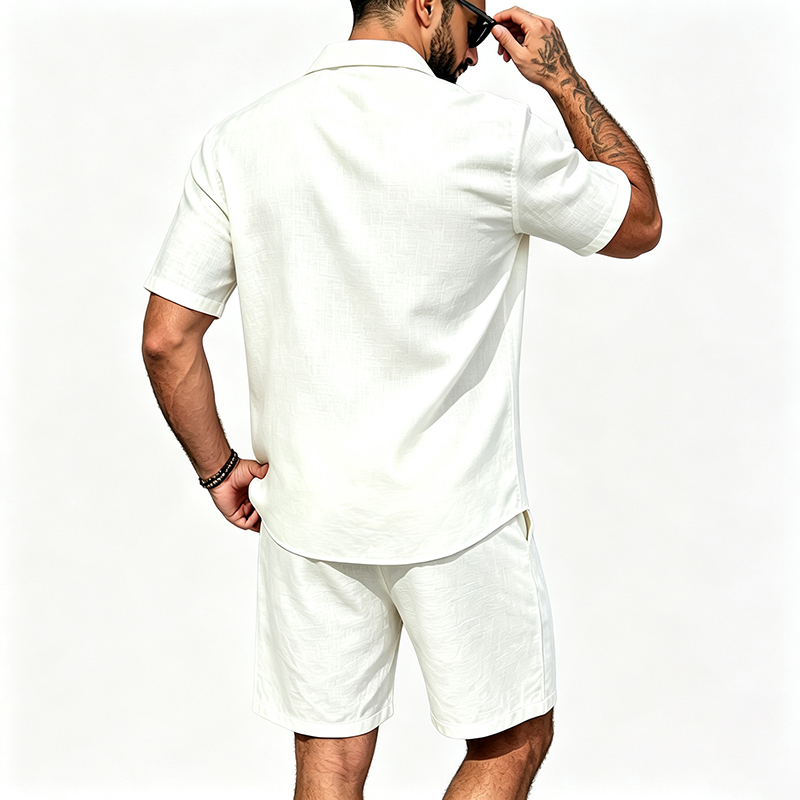 Men Linen Two Piece Outfit Sho - Summer Clothing Sets Men ulasan dan harga