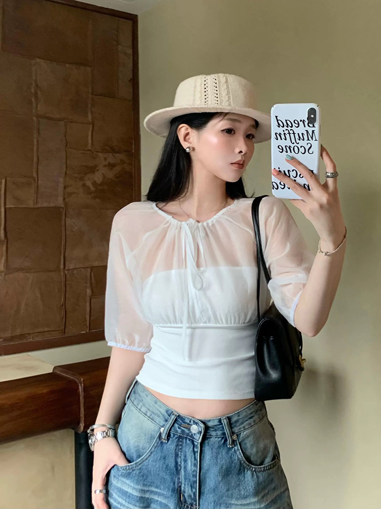 Mulberry Silk-Paneled Top with - Summer Clothing Y2K ulasan dan harga