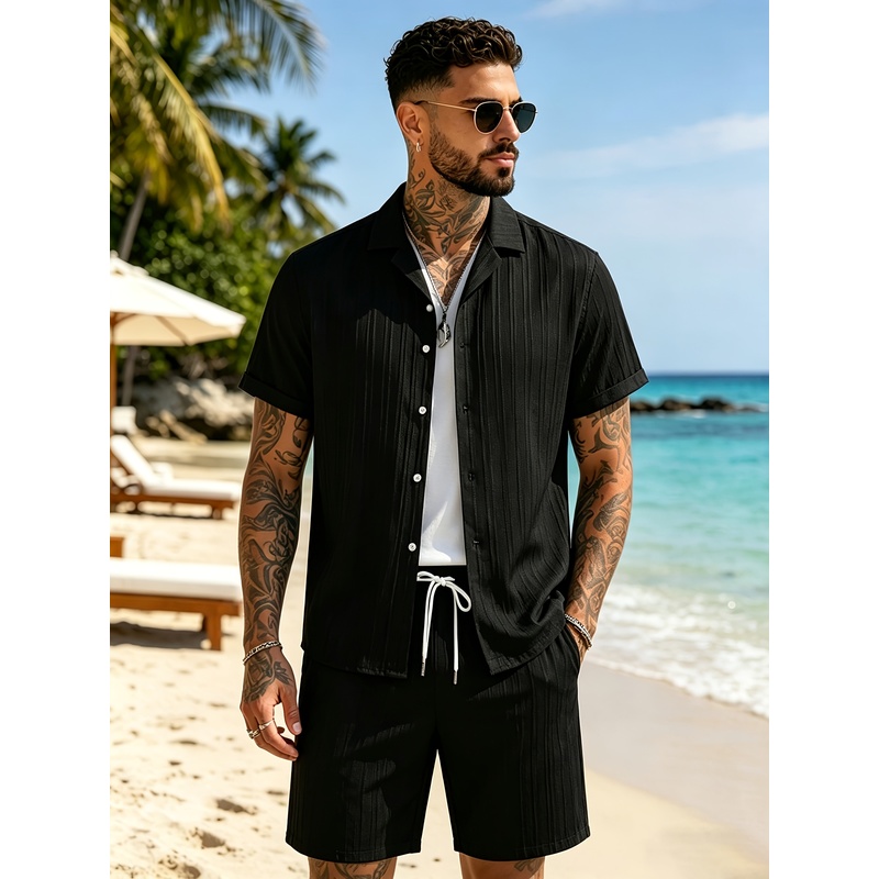 2Men's Summer Casual Suit Set， - Summer Clothing Sets Men ulasan dan harga