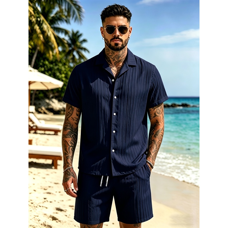 2Men's Summer Casual Suit Set， - Summer Clothing Sets Men ulasan dan harga