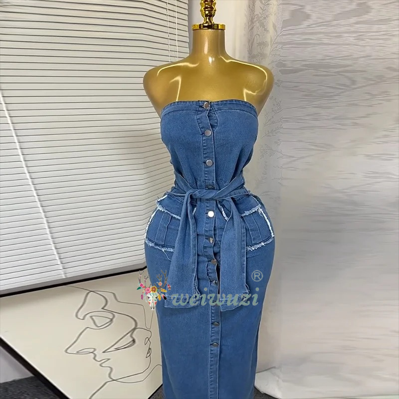 2026 Women Retro Strapless Den - Summer Clothing Y2K ulasan dan harga