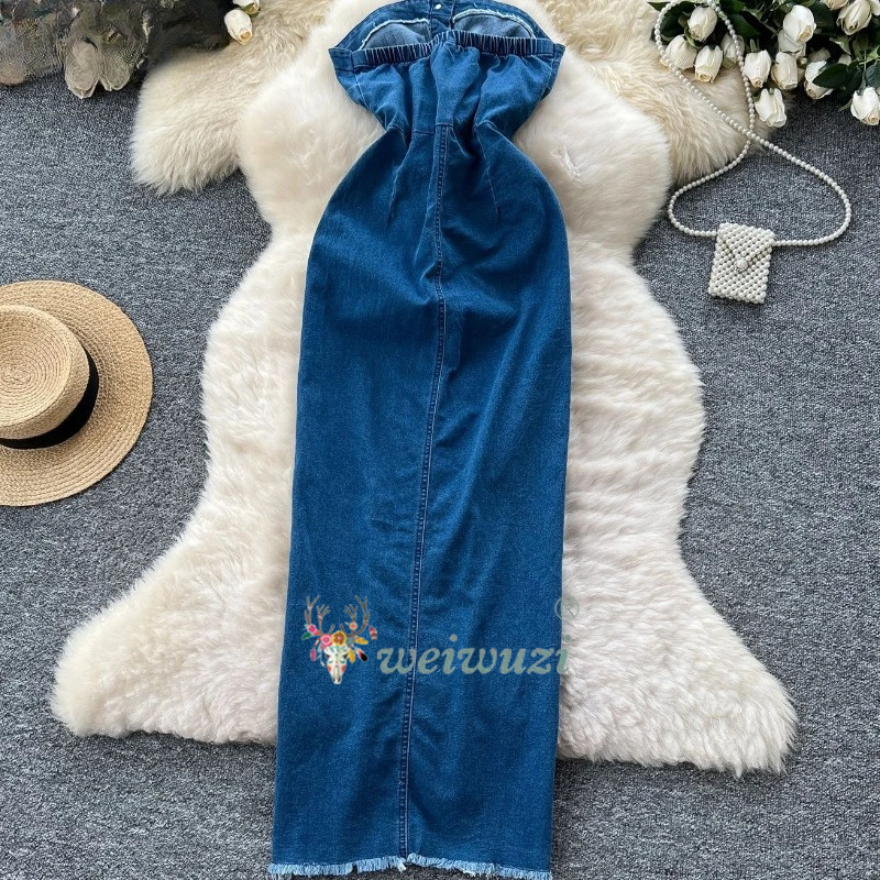 2026 Women Retro Strapless Den - Summer Clothing Y2K ulasan dan harga