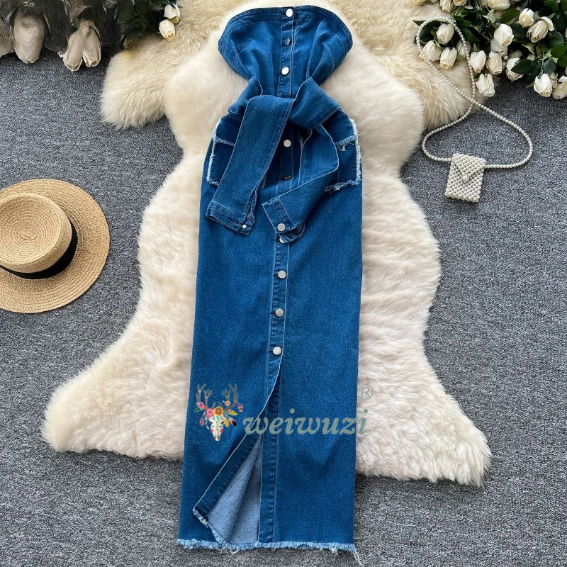2026 Women Retro Strapless Den - Summer Clothing Y2K ulasan dan harga