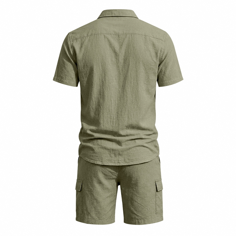 Men Summer American Linen Two  - Summer Clothing Sets Men ulasan dan harga