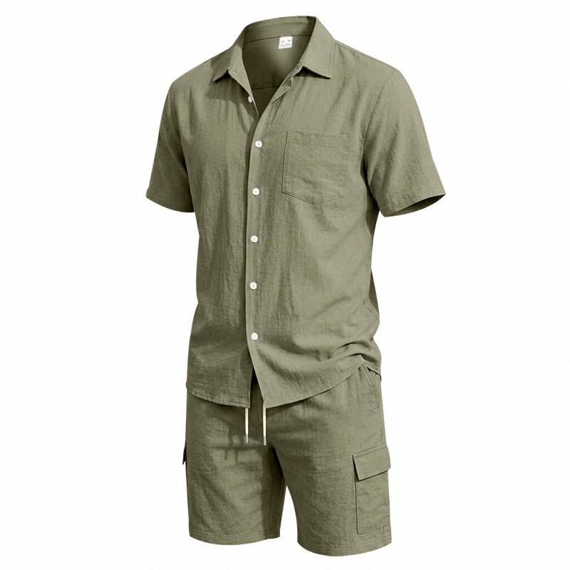 Men Summer American Linen Two  - Summer Clothing Sets Men ulasan dan harga